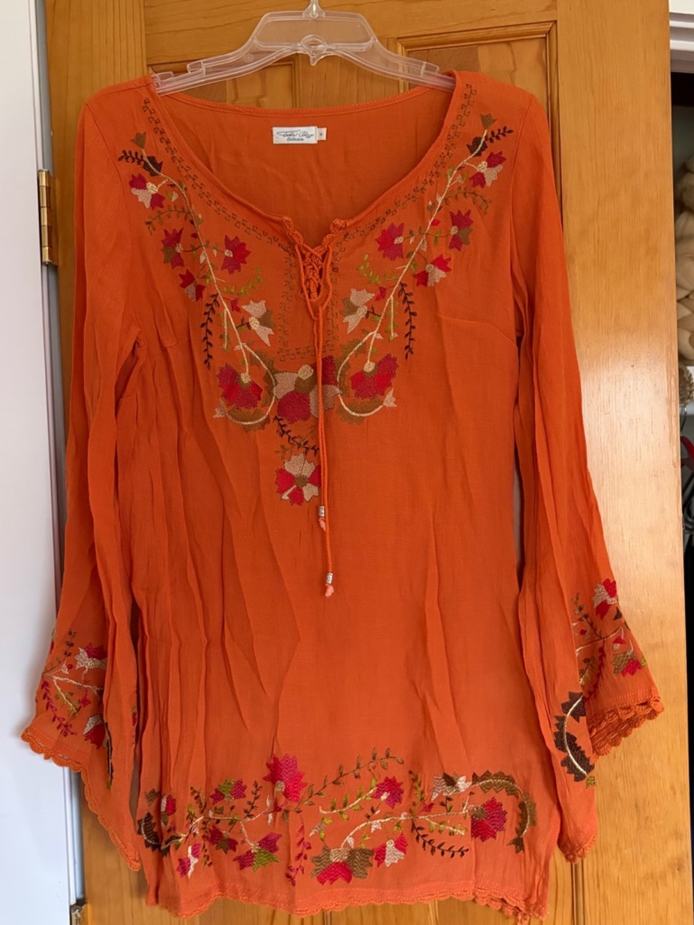 Tasha Polizzi Orange Embroidered Boho Tunic